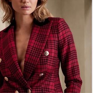 Banana Republic Red Plaid Captains Blazer